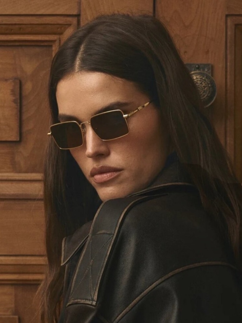 AUREUM Eze Sunglasses Gold Frame Rectangular Sunglasses with Brown Lenses